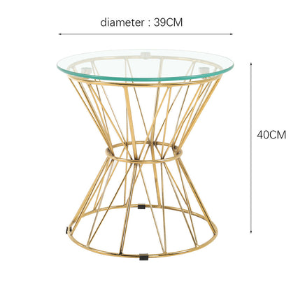 Round End Table Coffee Table Gold/Silver Based Side Table