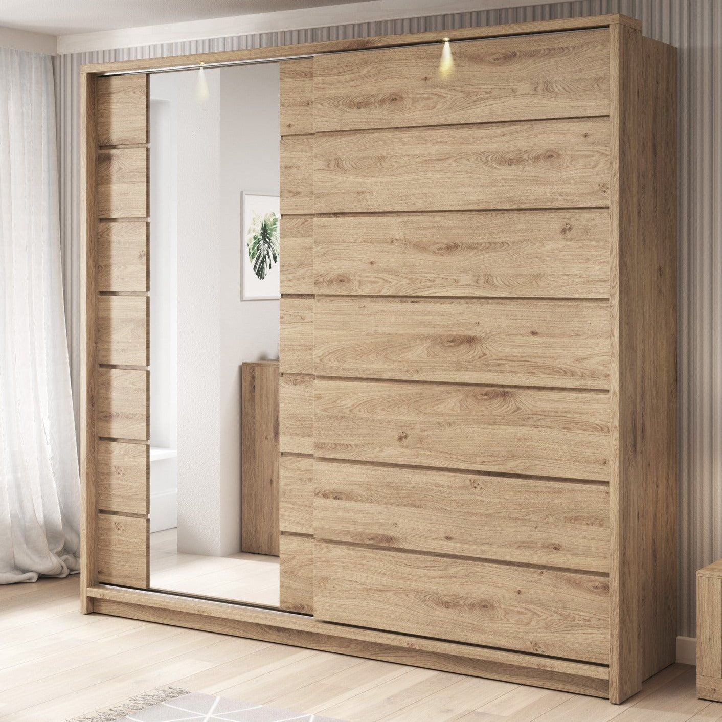 Artisan XV 2-Door Sliding Wardrobe 220cm - Shetland Oak