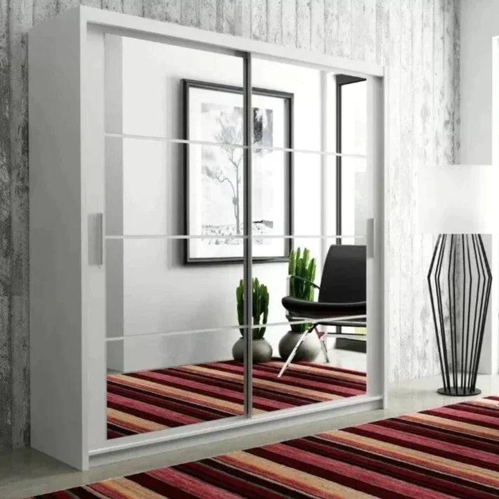 Deltum Sliding Door Wardrobe - Black, White, Grey