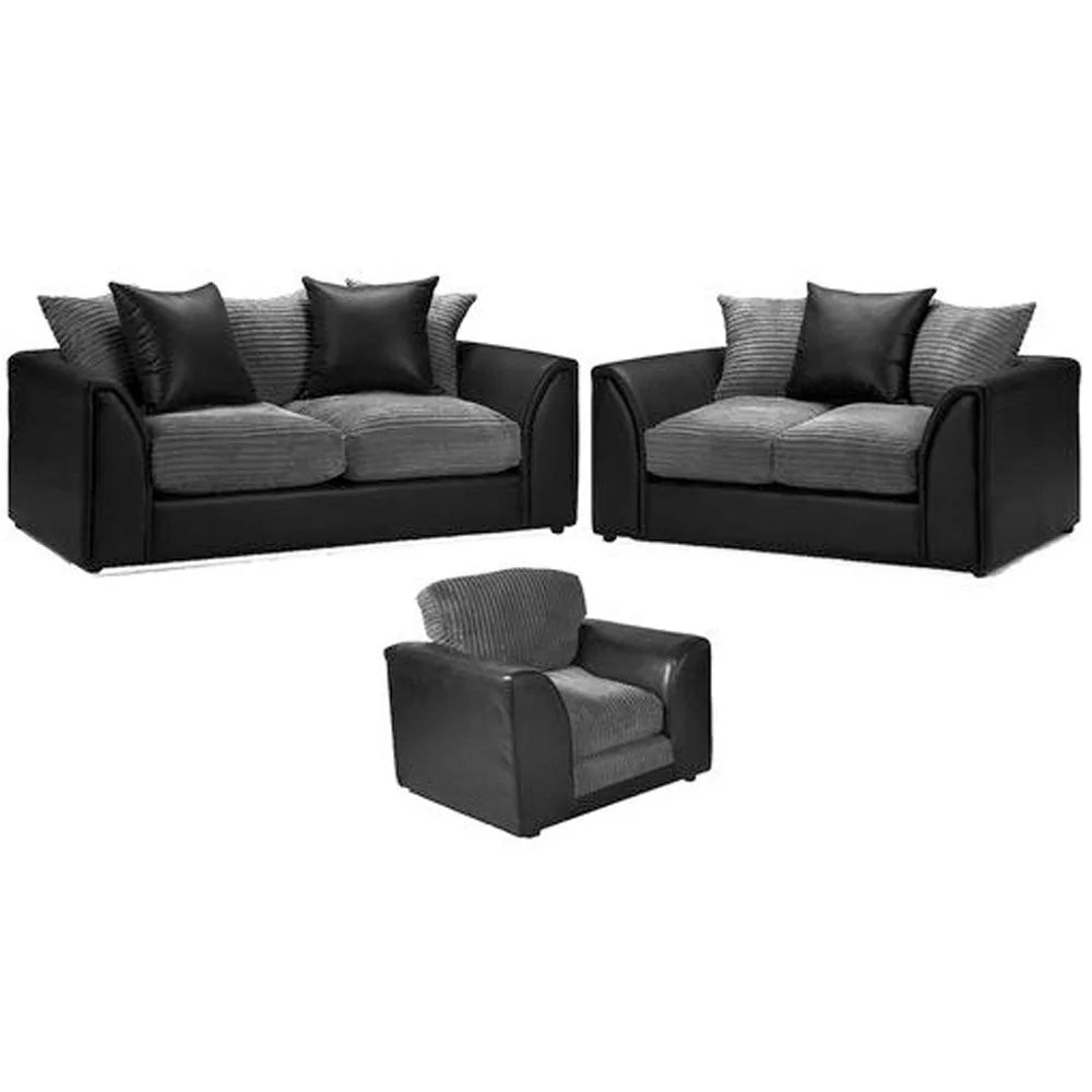 Benson 3 Seater Sofa - Black and Grey