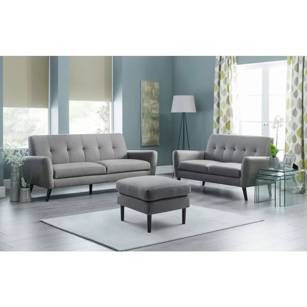 Monza Upholstered Linen Fabric Ottoman Seat- Grey