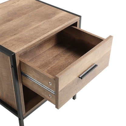 Storage Bedside Table 2 Shelves End Table Industrial Nightstand