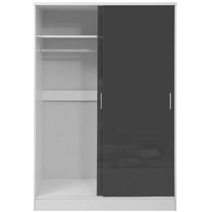 Reflect High Gloss XL 2 Door Sliding Wardrobe - Grey and Matt White