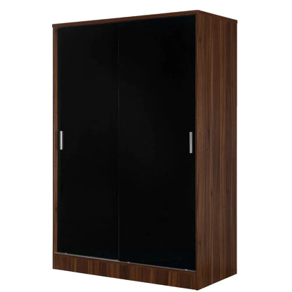 Reflect High Gloss XL 2 Door Sliding Wardrobe - Black & Walnut