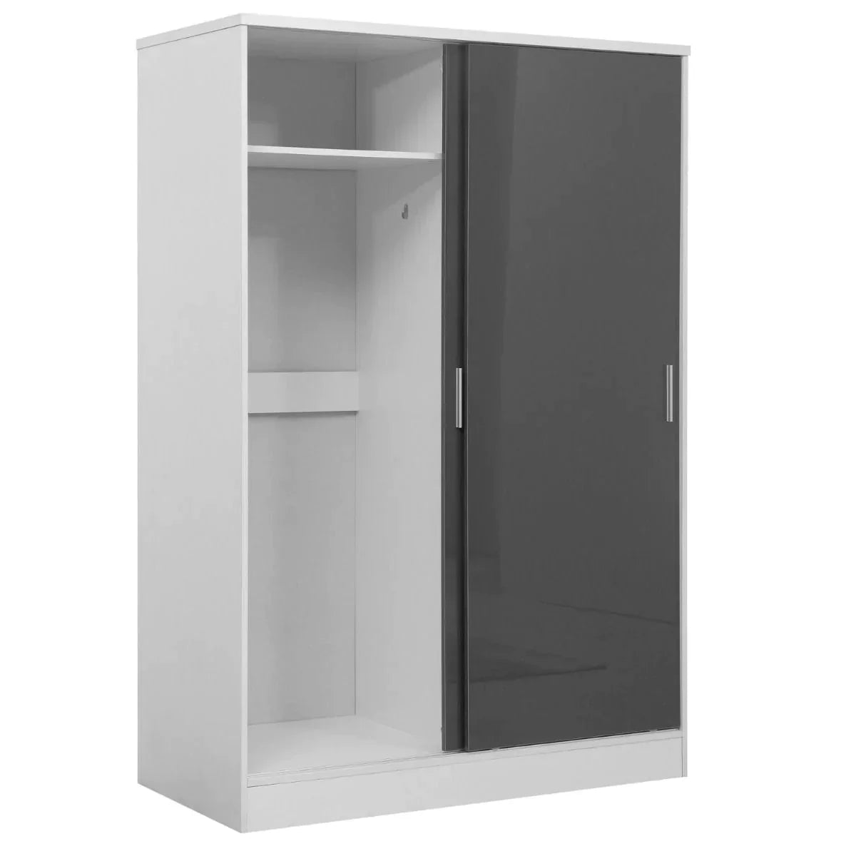 4 Pcs Reflect XL 2 Sliding Door Wardrobe Set - Grey & Matt White