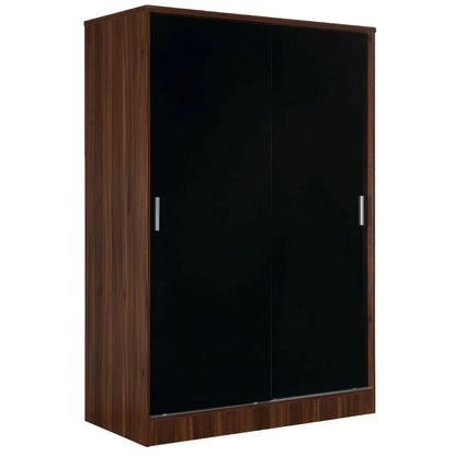 3 Piece Reflect XL 2 Door Sliding Wardrobe Set - Black & Walnut