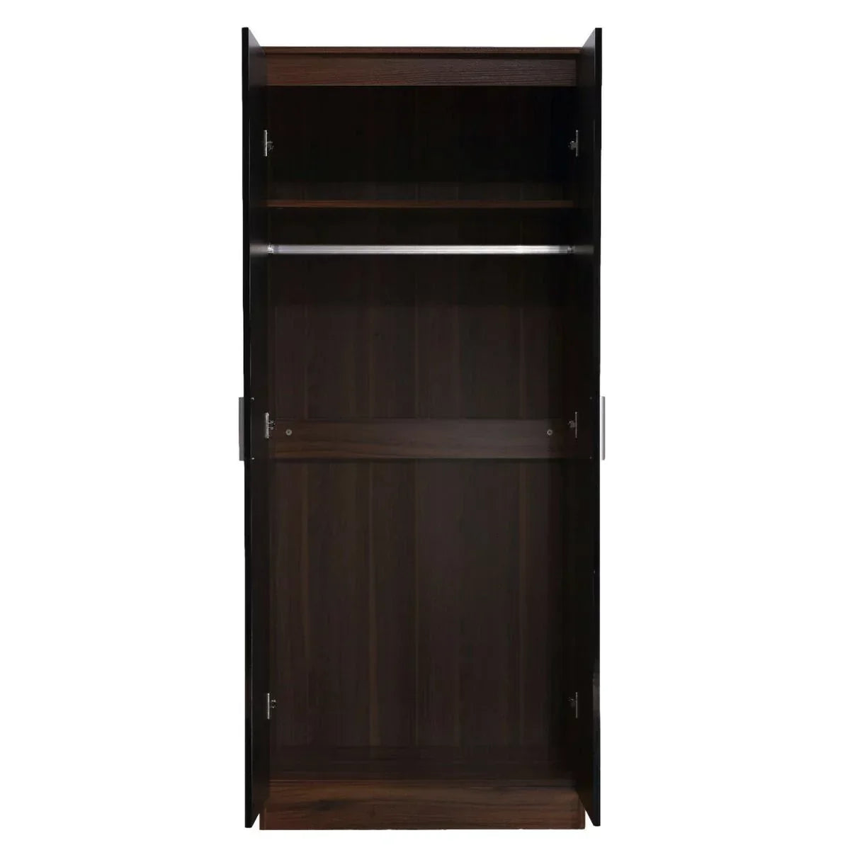 3 Pcs Reflect High Gloss 2 Door Mirror Wardrobe Set - Black & Walnut