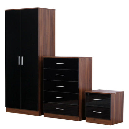 Reflect Wardrobe Set Gloss Black & Walnut