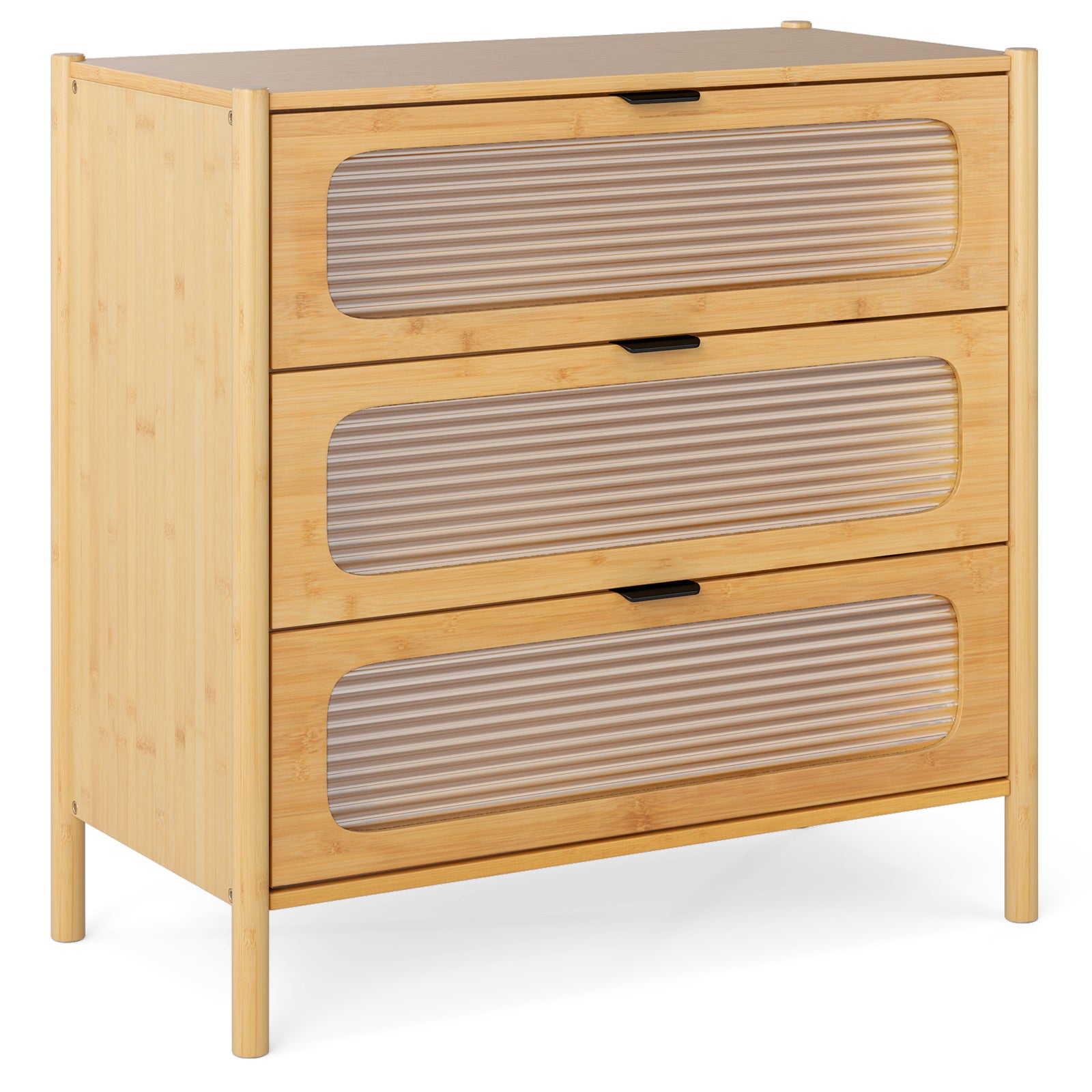 3-Drawer Dresser Mid Century Modern Chest of Drawers-Natural