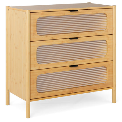 3-Drawer Dresser Mid Century Modern Chest of Drawers-Natural
