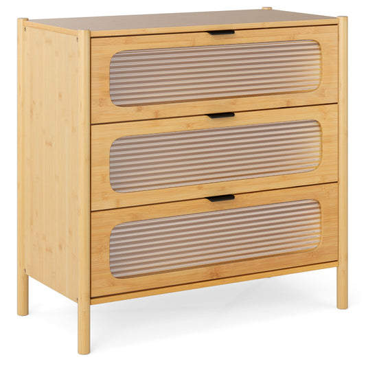 3-Drawer Dresser Mid Century Modern Chest of Drawers-Natural