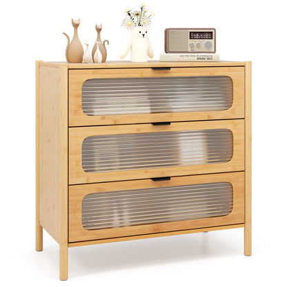 3-Drawer Dresser Mid Century Modern Chest of Drawers-Natural