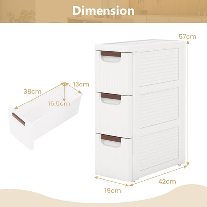 3/4/5/6-Drawer Narrow Storage Cabinet for Small Space-3-Tier