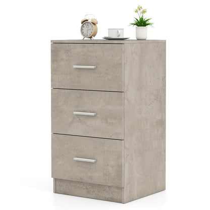 3-Drawer Wooden Dresser Cabinet with Anti-Toppling Device-Grey