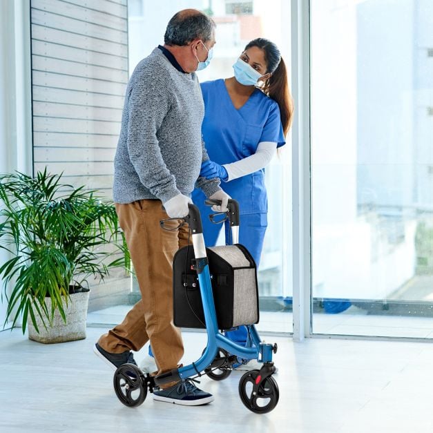 3-Wheel Rolling Walker with Adjustable Handle-Blue