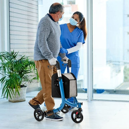 3-Wheel Rolling Walker with Adjustable Handle-Blue