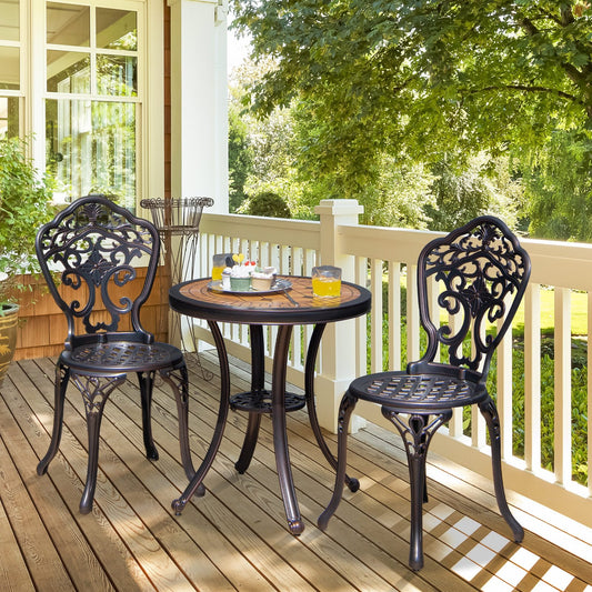 3 Pieces Patio Bistro Set for Porch Garden Poolside Backyard-Copper