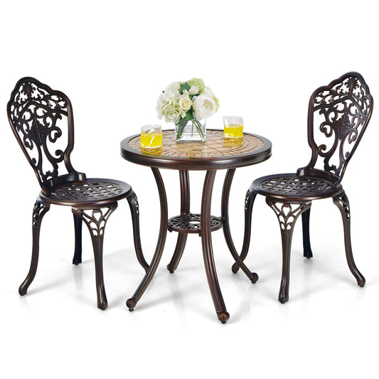 3 Pieces Patio Bistro Set for Porch Garden Poolside Backyard-Copper