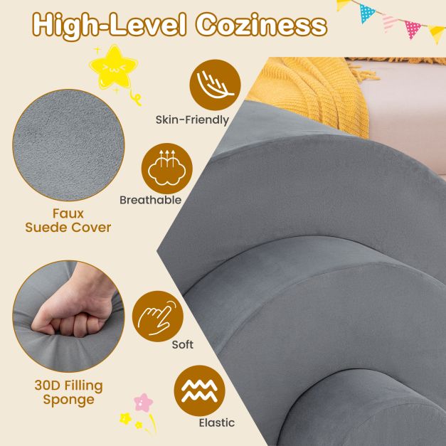 3 Piece Toddlers Climbing Toys with Elastic Filling-Grey