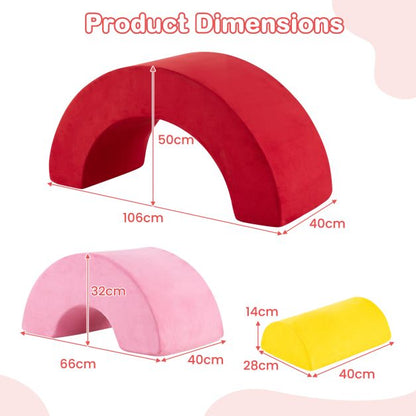 3 Piece Toddlers Climbing Toys with Elastic Filling-Red