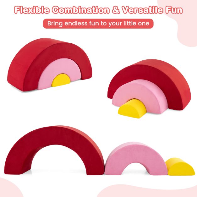 3 Piece Toddlers Climbing Toys with Elastic Filling-Red