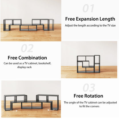 3 Pieces Convertible TV Stand for TVs up to 65 Inches-Grey