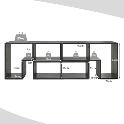 3 Pieces Convertible TV Stand for TVs up to 65 Inches-Grey