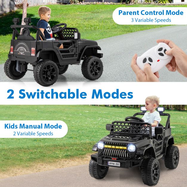 3 Speeds Battery Powered Kids Ride on Truck Car with Parental Remote-Black