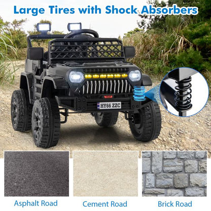 3 Speeds Battery Powered Kids Ride on Truck Car with Parental Remote-Black