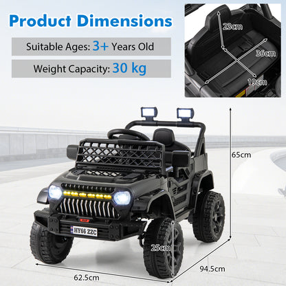 12V Kids Ride on Truck Battery Powered Car with Parental Remote-Black