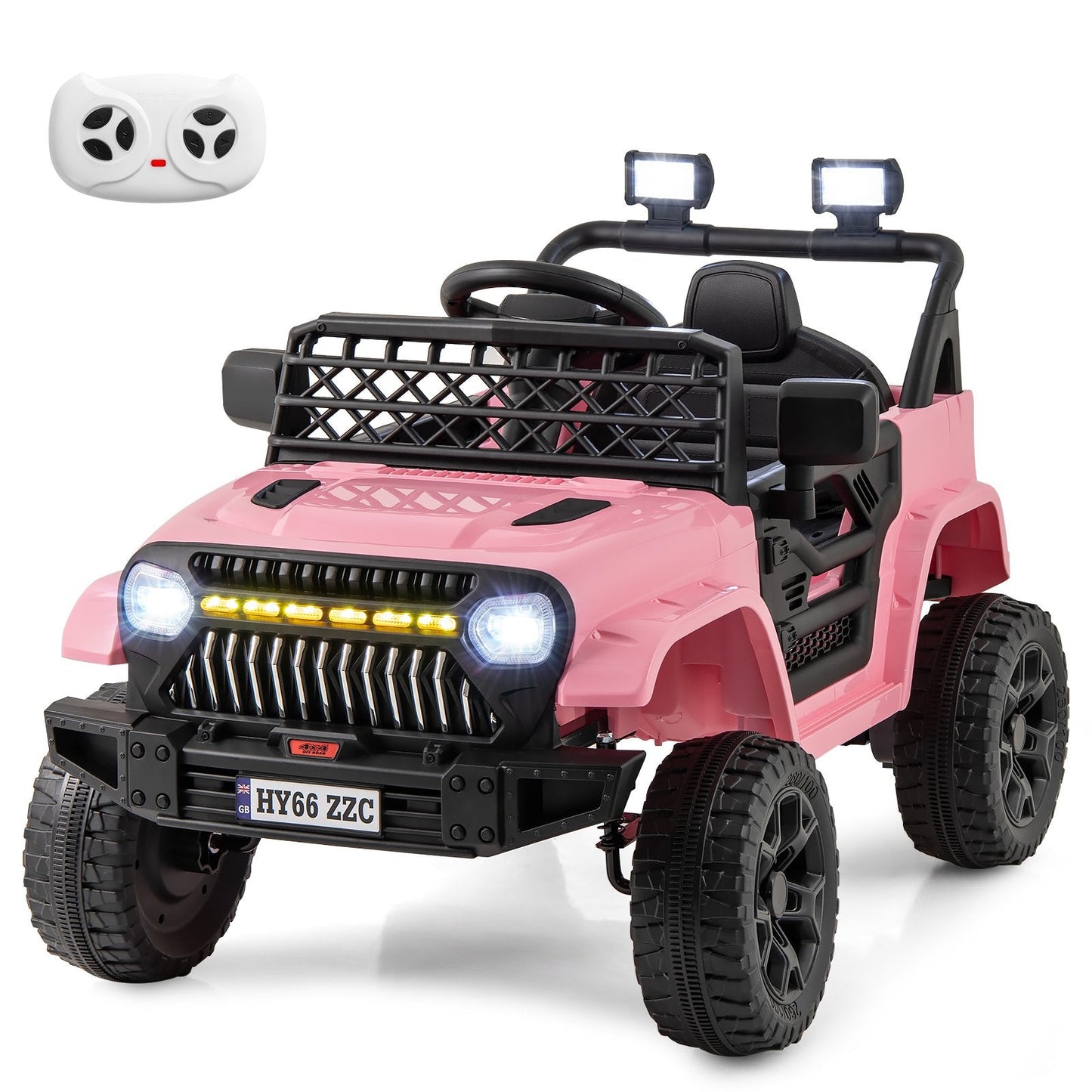 12V Kids Ride on Truck Battery Powered Car with Parental Remote-Pink