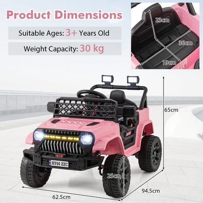 12V Kids Ride on Truck Battery Powered Car with Parental Remote-Pink
