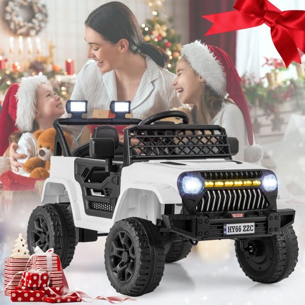 3 Speeds Battery Powered Kids Ride on Truck Car with Parental Remote-White