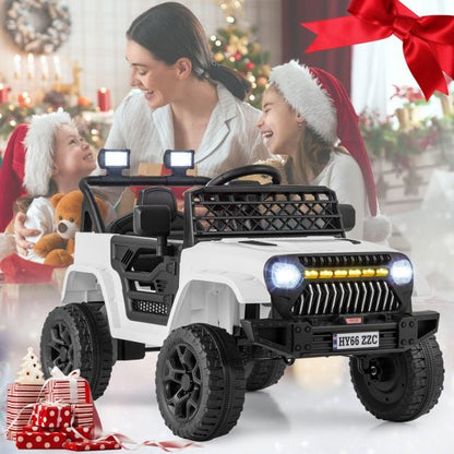 3 Speeds Battery Powered Kids Ride on Truck Car with Parental Remote-White