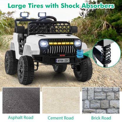 3 Speeds Battery Powered Kids Ride on Truck Car with Parental Remote-White