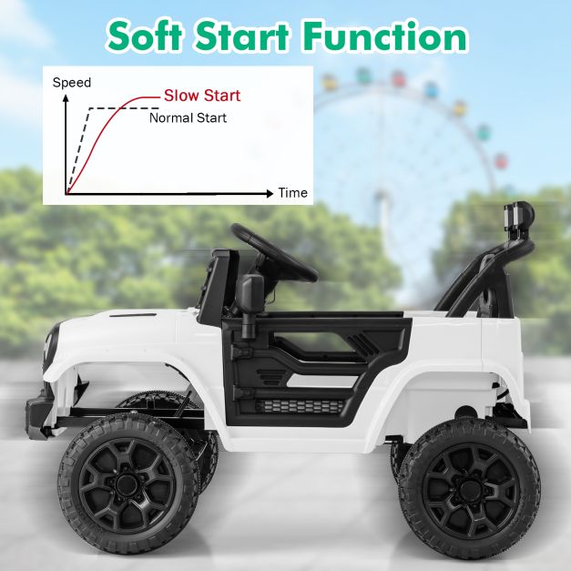 3 Speeds Battery Powered Kids Ride on Truck Car with Parental Remote-White