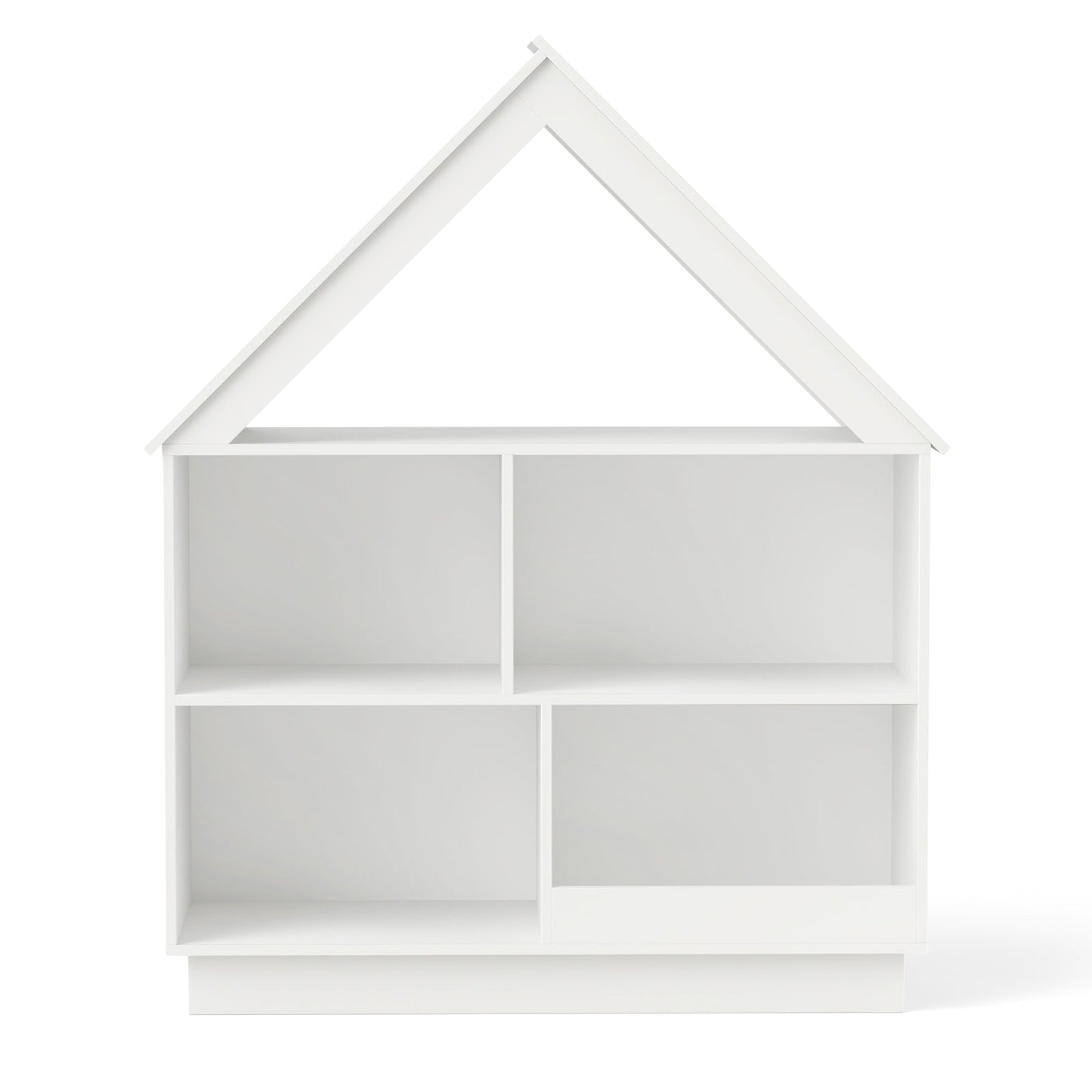 3-Tier House-Shaped Toy Storage Organizer with Open Shelves-White