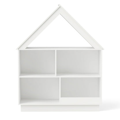 3-Tier House-Shaped Toy Storage Organizer with Open Shelves-White