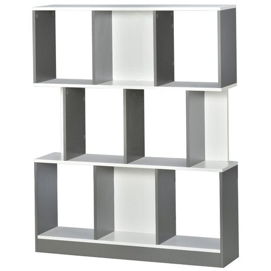 3-Tier Multi-functional Bookshelf Storage Unit, Display Shelf - Grey/White