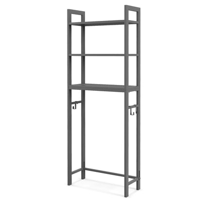 Over-The-Toilet Storage Shelf with Anti-tipping Device and Hooks-Grey