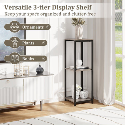 3 Tier Tall Metal Corner Plant Stand with Anti-tipping Devices-Grey