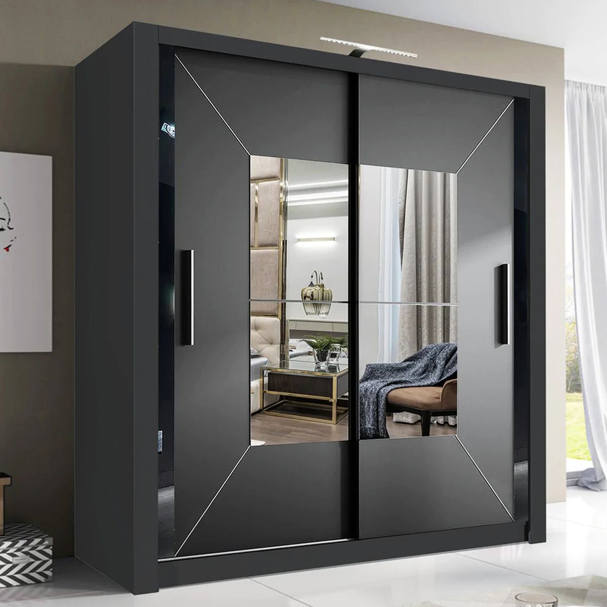 Massapequa Sliding Wardrobe - Black