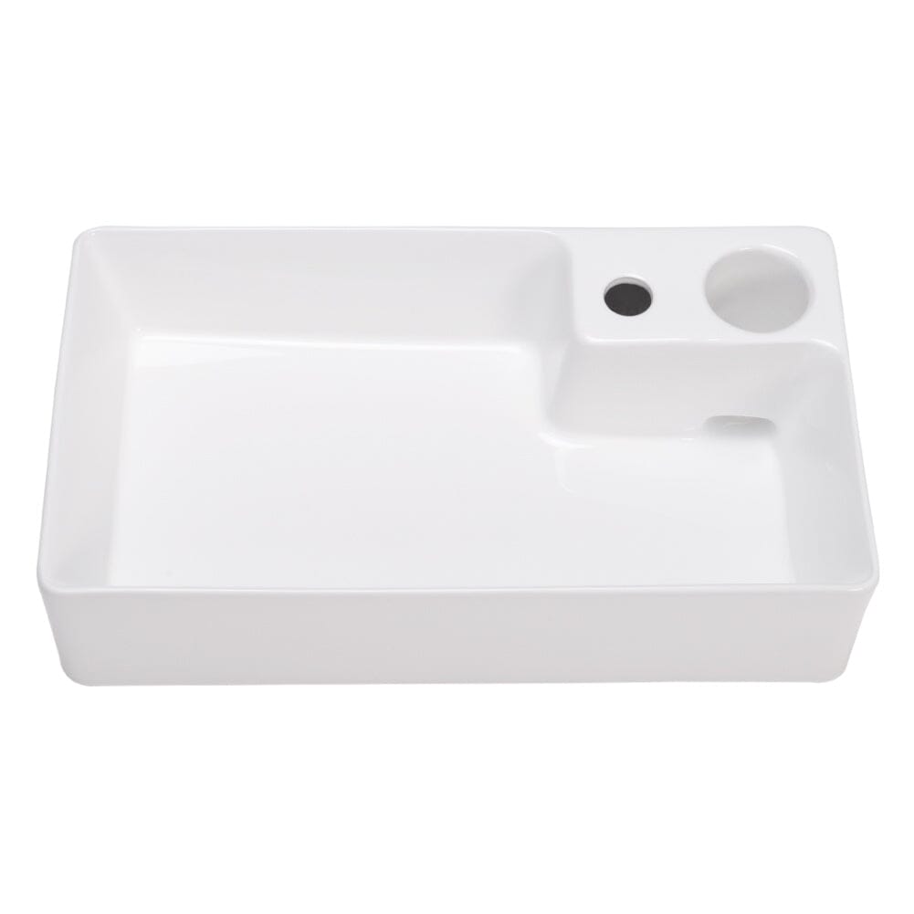 58cm W Bathroom Ceramic White Square Sink