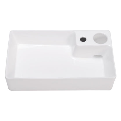 58cm W Bathroom Ceramic White Square Sink