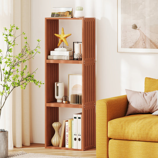3 Cube Bookcases Stacking Organizers with Open Slatted Design