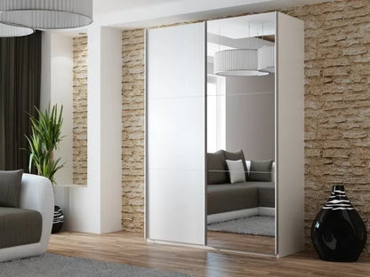 Boris Mirrored Sliding Door Wardrobe 3 Sizes - White, Black, Grey