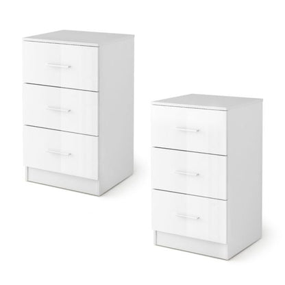 Set of 2 Nightstands with 3 Drawers Nightstand 37.1 x 34.2 x 66.5 cm White