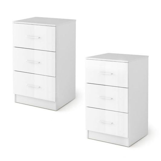 Set of 2 Nightstands with 3 Drawers Nightstand 37.1 x 34.2 x 66.5 cm White
