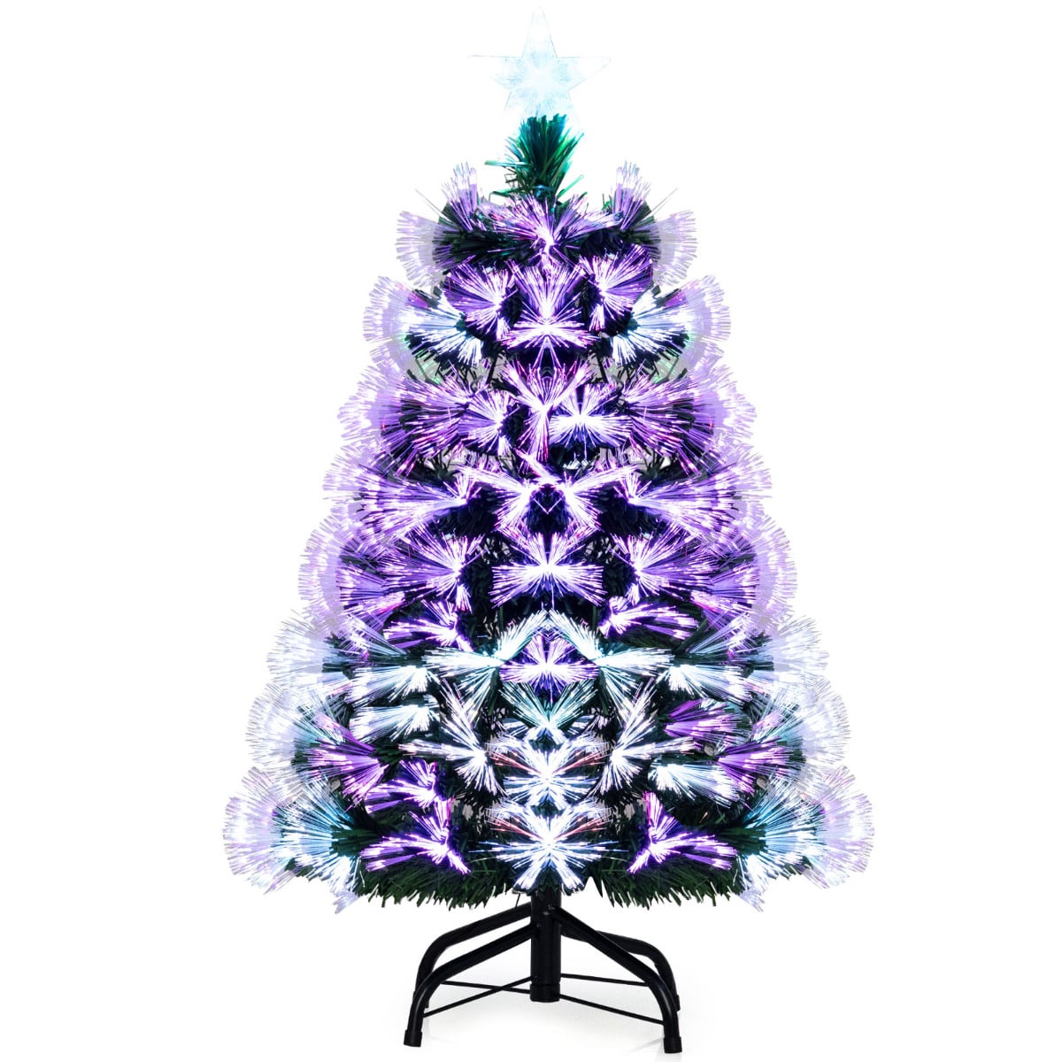 3 FT Fiber Optic Christmas Tree Artificial Pre-Lit Xmas Tree with 93 Branch Tips