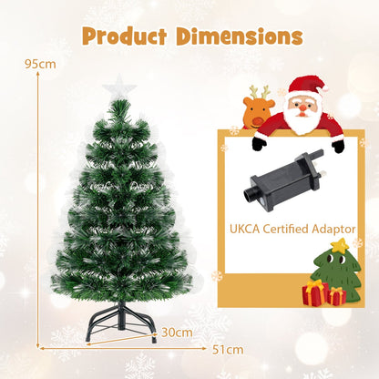 3 FT Fiber Optic Christmas Tree Artificial Pre-Lit Xmas Tree with 93 Branch Tips